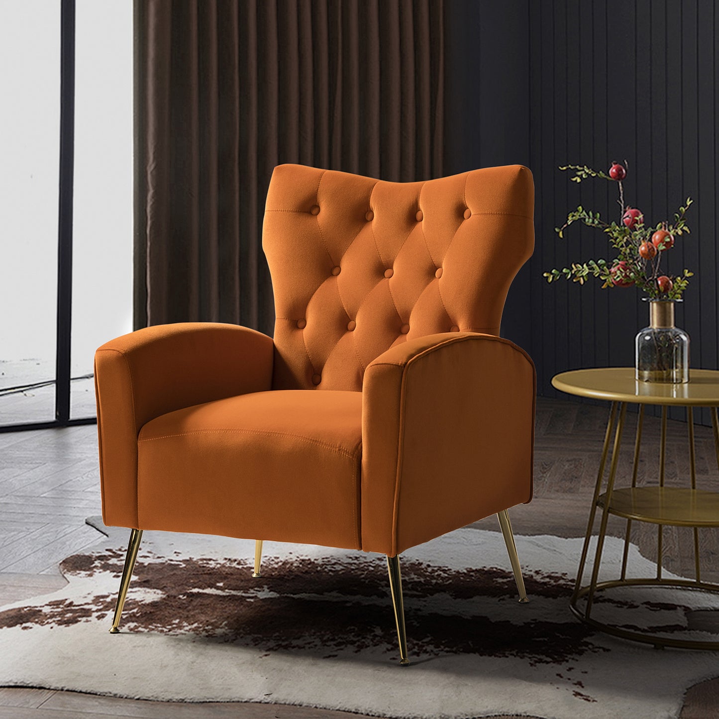 Layla Tufted Velvet Wingback Armchair