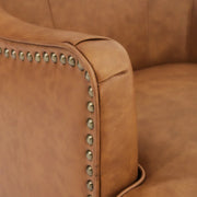 Benson Genuine Leather Swivel Barrel Chair (Set of 2)