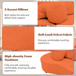 Anneliese 103.5-Inch Wide Modern Curved Armless Sofa in Orange Lamb Velvet