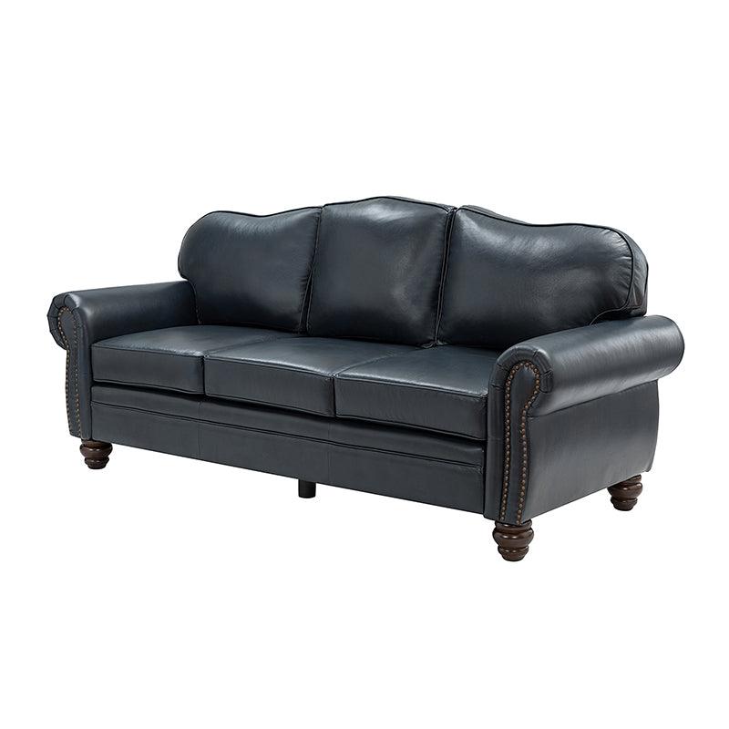 Arlo 81" Genuine Leather Sofa - Navy