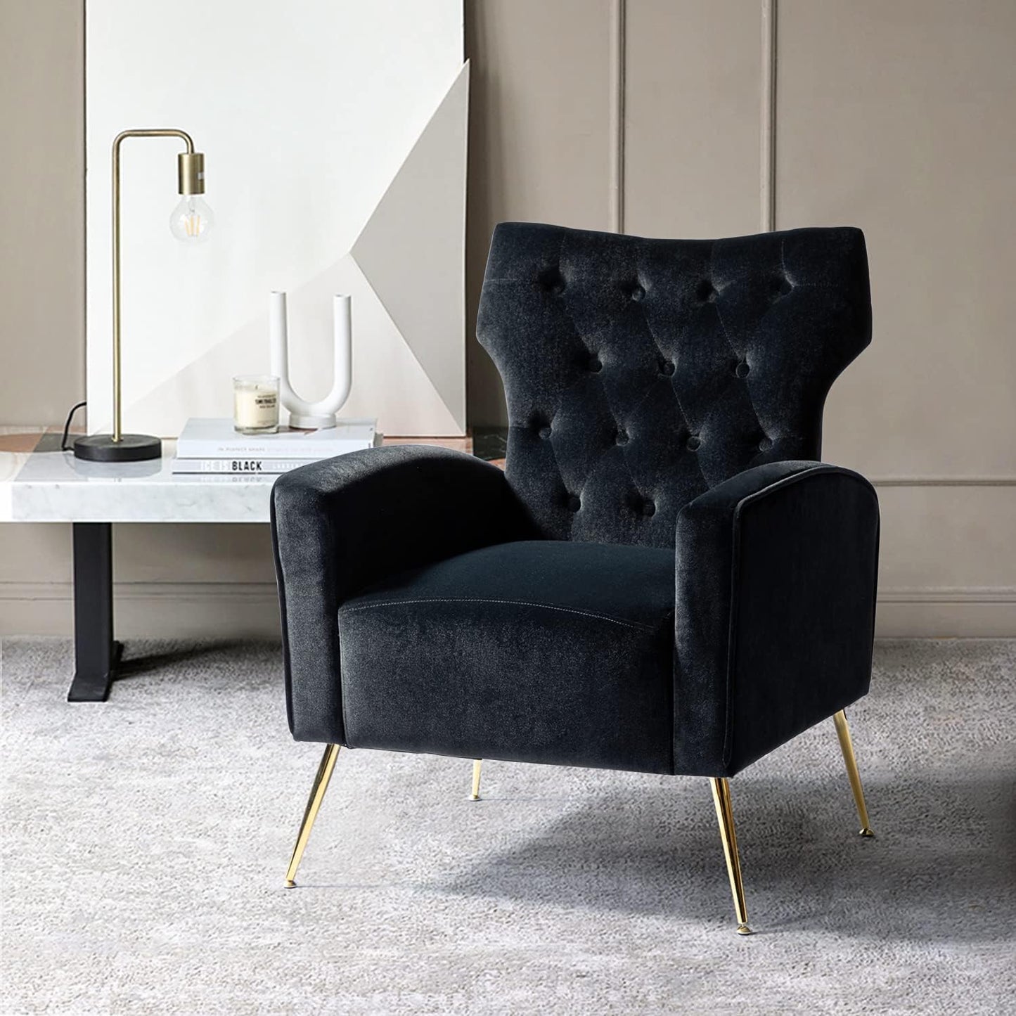 Layla Tufted Velvet Wingback Armchair