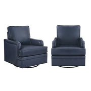 Elijah Genuine Leather Swivel Accent Chair (Set of 2)