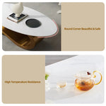 Indigo Luxury White Oval Coffee Table with Musical Note Base–Modern Accent Piece for Living Room Decor