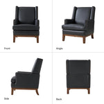 Ariston Genuine Leather Wingback Armchair with Solid Wood Leg (Set of 2)