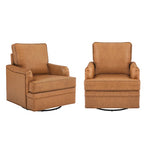 Elijah Genuine Leather Swivel Accent Chair (Set of 2)