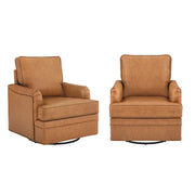 Elijah Genuine Leather Swivel Accent Chair (Set of 2)