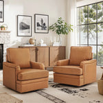 Elijah Genuine Leather Swivel Accent Chair (Set of 2)
