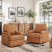 Elijah Genuine Leather Swivel Accent Chair (Set of 2)