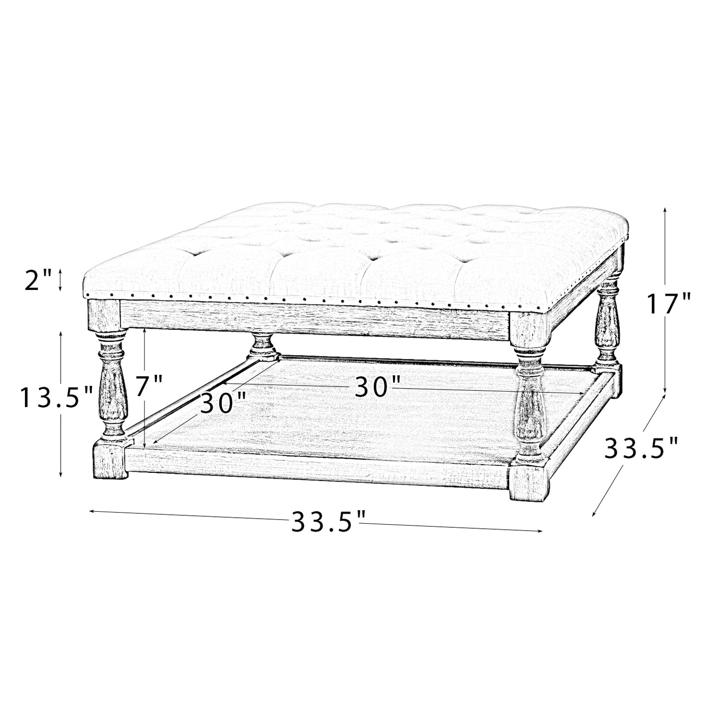 Cepheus Shelved Tufted Cocktail Ottoman