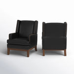 Ariston Genuine Leather Wingback Armchair with Solid Wood Leg (Set of 2)