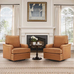Elijah Genuine Leather Swivel Accent Chair (Set of 2)