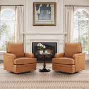 Elijah Genuine Leather Swivel Accent Chair (Set of 2)