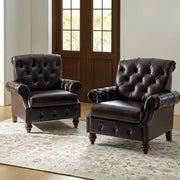 Tracie Genuine Leather Accent Chair (Set of 2)