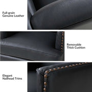 Ariston Genuine Leather Wingback Armchair with Solid Wood Leg (Set of 2)
