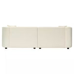 Clara Modern Curved 3-Seater Sofa with Rolled Arms, Velvet Upholstery, and Accent Pillows – Beige