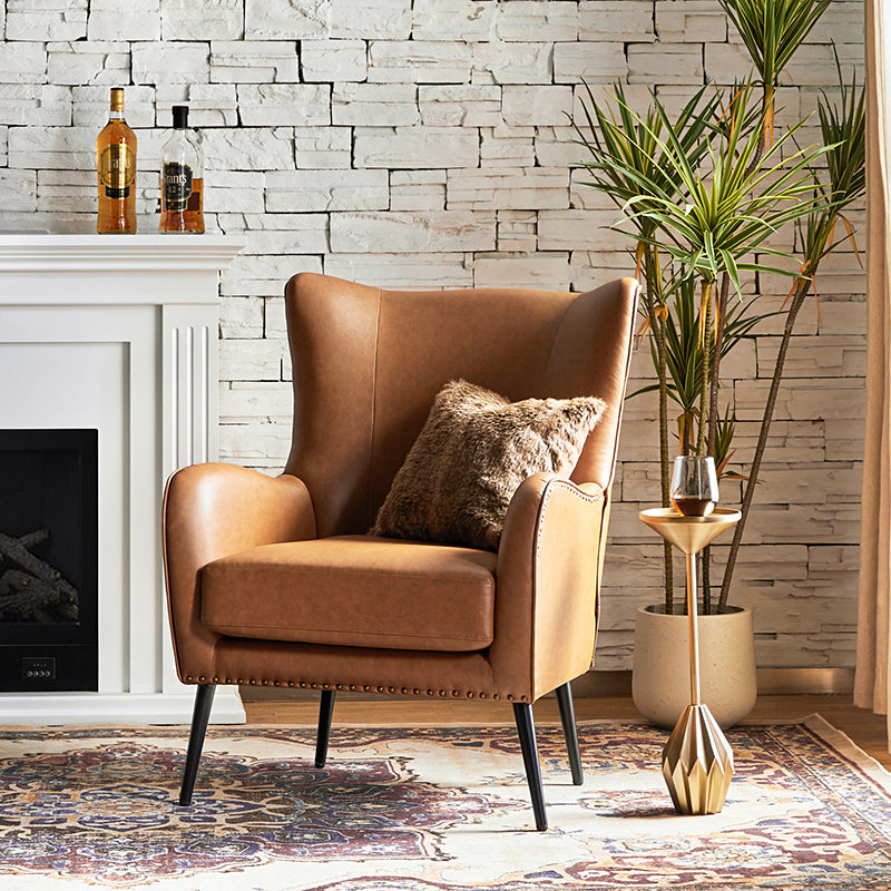 Ella Faux Leather Wingback Armchair