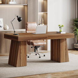 Sophie Executive Mid-Century Modern Home Office Desk with Sturdy Base
