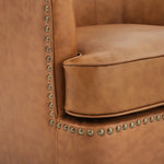 Benson Genuine Leather Swivel Barrel Chair (Set of 2)