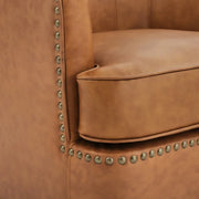 Benson Genuine Leather Swivel Barrel Chair (Set of 2)