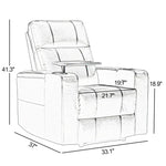 Ethan Modern Power Reclining Faux Leather Home Theater Seats with Cup Holders, Set of 4