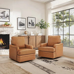 Elijah Genuine Leather Swivel Accent Chair (Set of 2)