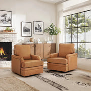 Elijah Genuine Leather Swivel Accent Chair (Set of 2)