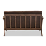 Harvey Mid-Century Modern 2-Seater Loveseat with Distressed Faux Leather Finish