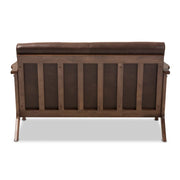 Harvey Mid-Century Modern 2-Seater Loveseat with Distressed Faux Leather Finish