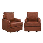 Elijah Genuine Leather Swivel Accent Chair (Set of 2)