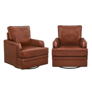 Elijah Genuine Leather Swivel Accent Chair (Set of 2)