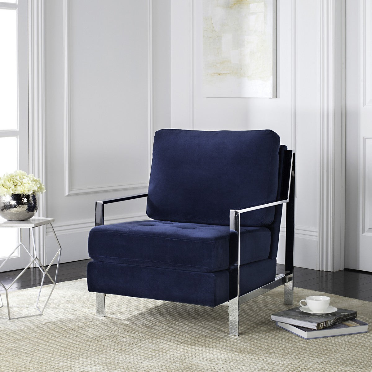 Louise Modern Tufted Velvet Chrome Accent Chair
