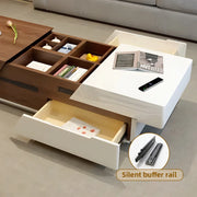 Eden Extendable Wood Coffee Table with 2 Drawers, 4 Hidden Storges - No-Assembly Required