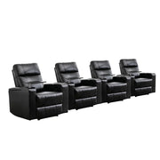 Ethan Modern Power Reclining Faux Leather Home Theater Seats with Cup Holders, Set of 4