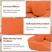 Anneliese 103.5-Inch Wide Modern Curved Armless Sofa in Orange Lamb Velvet