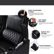 Valerie Home Theater Seating Top Grain Leather Recliner Sofa Power Headrest & Footrest