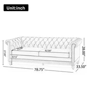 Tiffani Retro-Style 79-Inch Wide Beige Sofa 