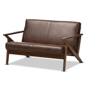 Harvey Mid-Century Modern 2-Seater Loveseat with Distressed Faux Leather Finish
