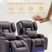 Magnus Leather Power Recliner Chair Home Theater Seating with LED Lights and Cup Holders