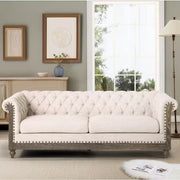 Tiffani Retro-Style 79-Inch Wide Beige Sofa 