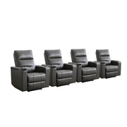 Ethan Modern Power Reclining Faux Leather Home Theater Seats with Cup Holders, Set of 4