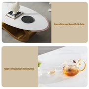 Indigo Luxury White Oval Coffee Table with Musical Note Base–Modern Accent Piece for Living Room Decor