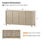 Anika 60'' Wide Sideboard Buffet with Solid Wood Legs