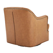 Benson Genuine Leather Swivel Barrel Chair (Set of 2)