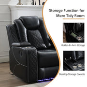 Griffin Leather Power Recliner Loveseat Couch with Bass Speakers and LED Lights