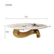 Indigo Luxury White Oval Coffee Table with Musical Note Base–Modern Accent Piece for Living Room Decor