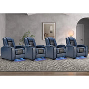 Maverick Power Recliner with Adjustable Headrest  for Man Cave Home Theater Chair with Cup Holders USB LED (Set of 4)