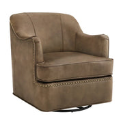 Benson Genuine Leather Swivel Barrel Chair (Set of 2)