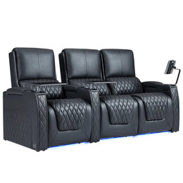 Valerie Home Theater Seating Top Grain Leather Recliner Sofa Power Headrest & Footrest