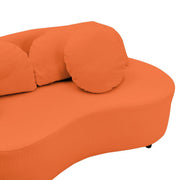 Anneliese 103.5-Inch Wide Modern Curved Armless Sofa in Orange Lamb Velvet