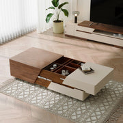 Eden Extendable Wood Coffee Table with 2 Drawers, 4 Hidden Storges - No-Assembly Required